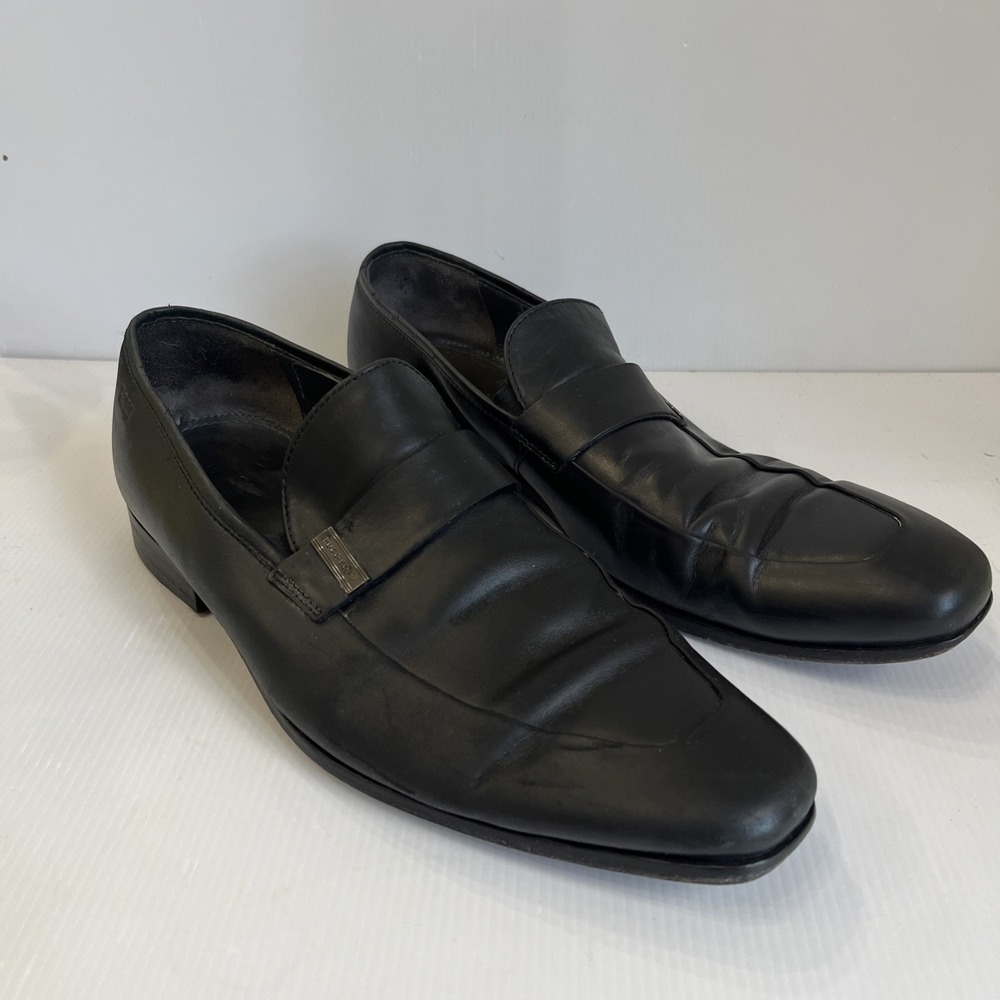 Hugo Boss Mens Size 8 Shoes Slip On Driver Loafer Leather Black